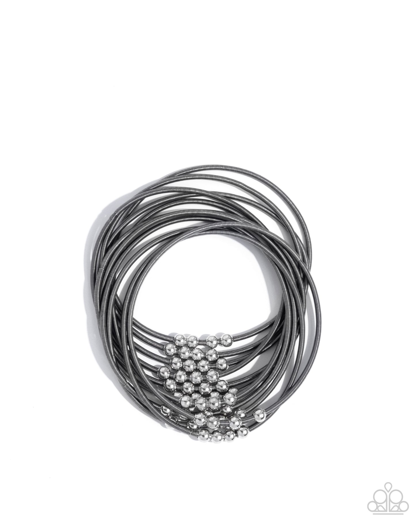 Mechanic Mural - Black Gunmetal Stretch Set Of Eleven Bracelet Paparazzi B2095