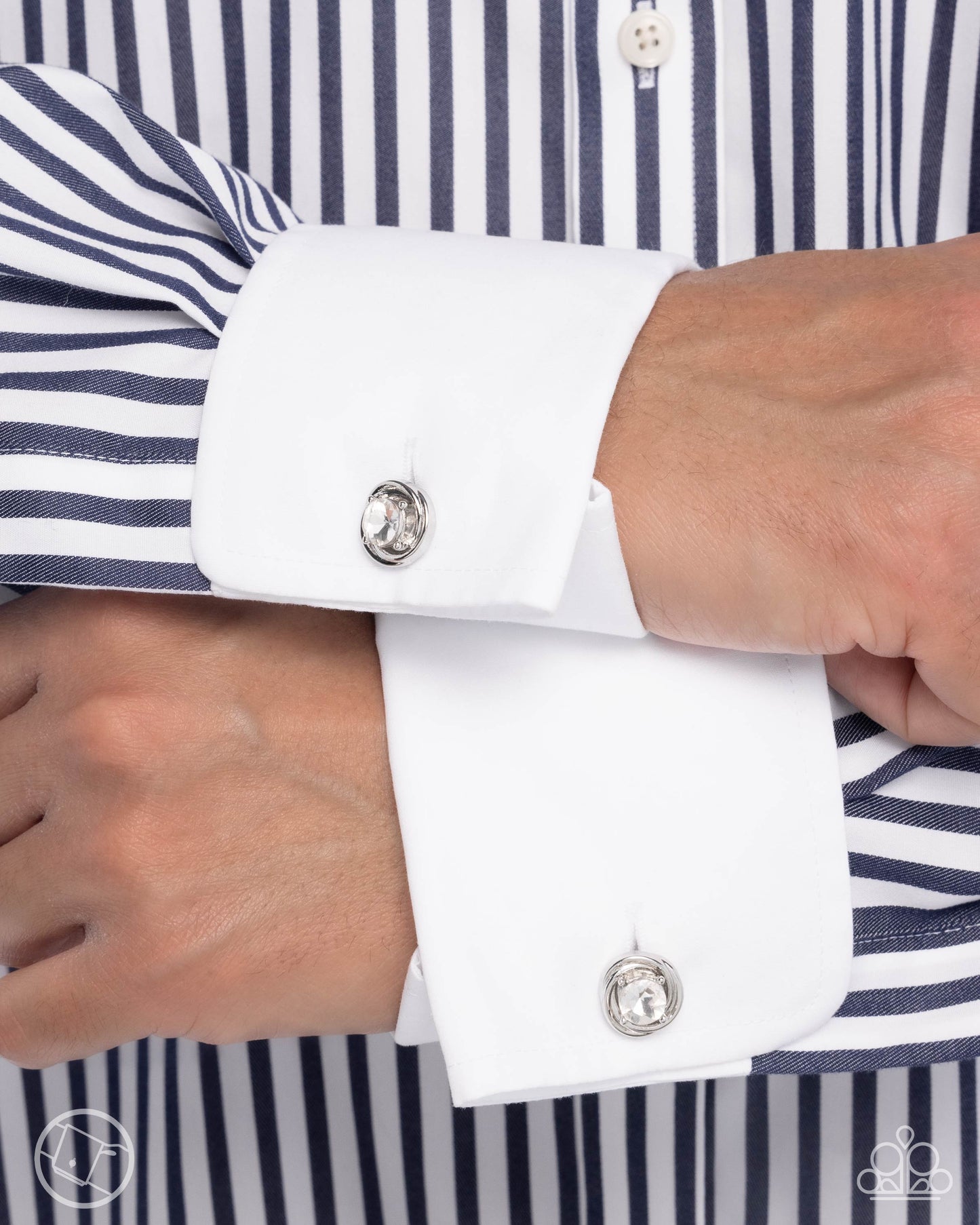 Serendipitous Showcase - White Gem French Cuff Link Paparazzi CL001