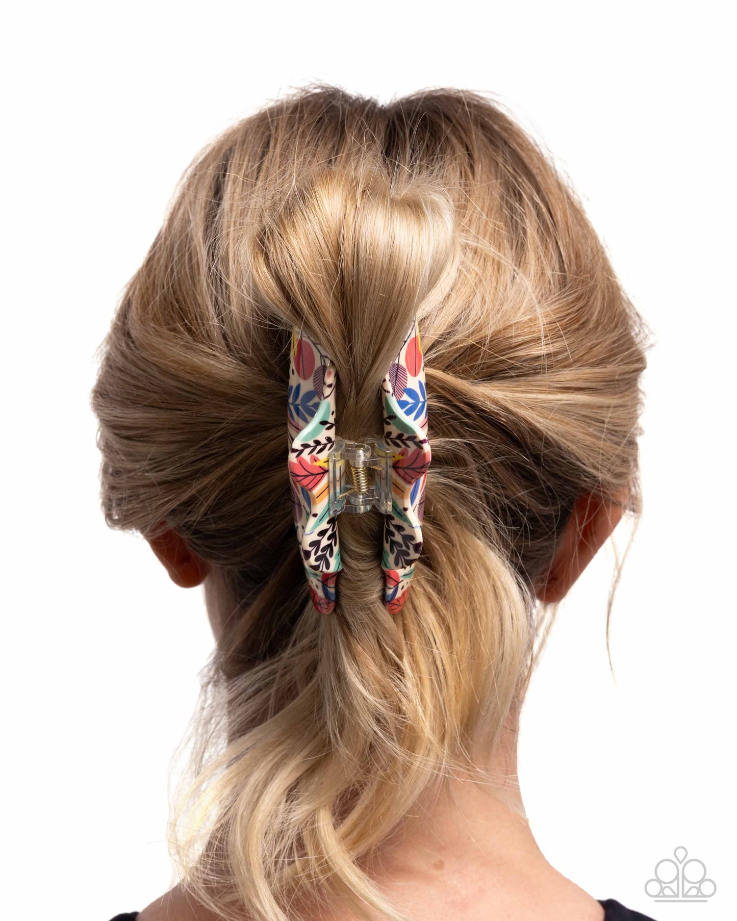 Wavy Wallflower - Multicolored Blooming Floral Motif Claw Hair Clip Paparazzi H0188