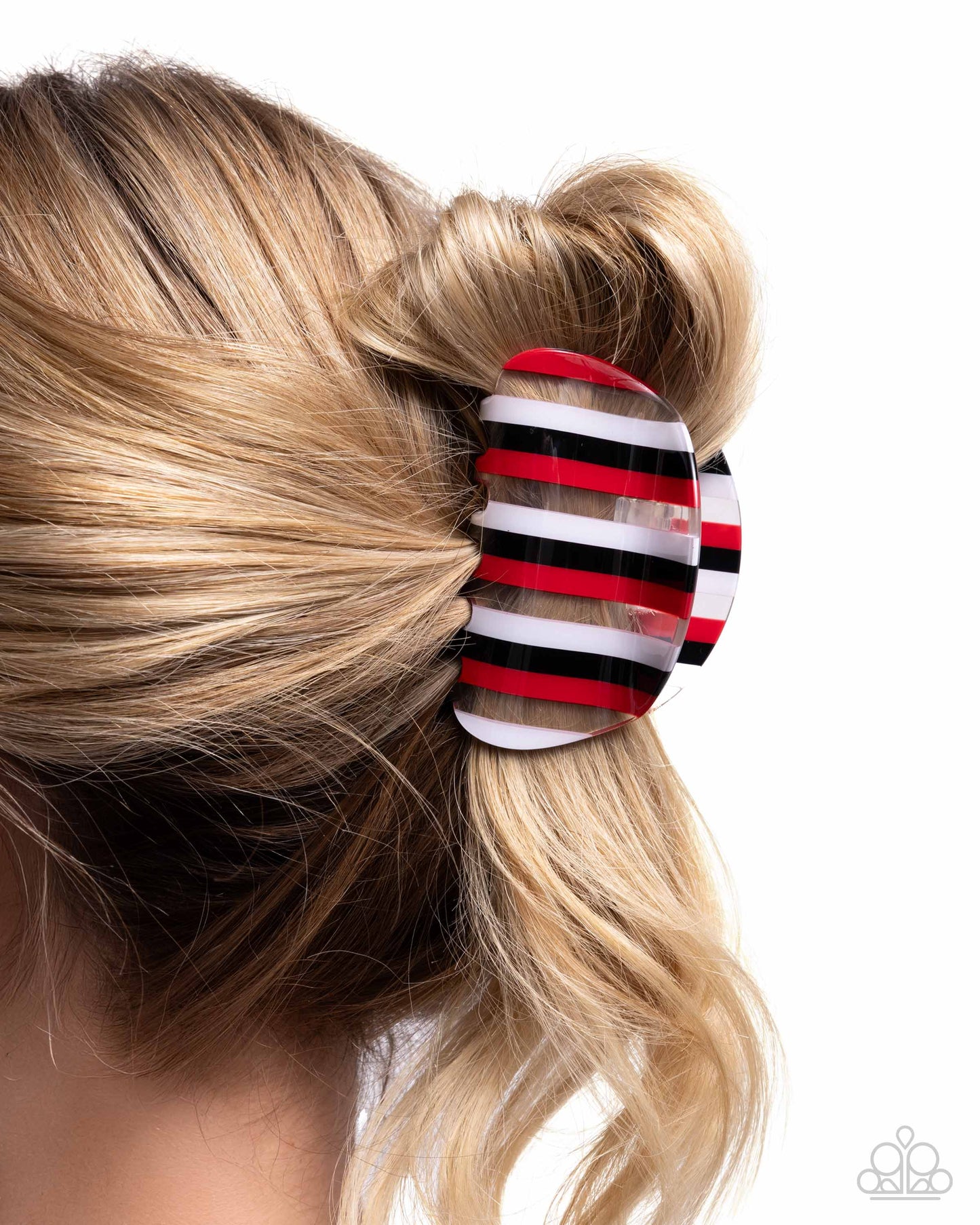 Linear Legato - Red, White, Black Hair Claw Clip Paparazzi H0197