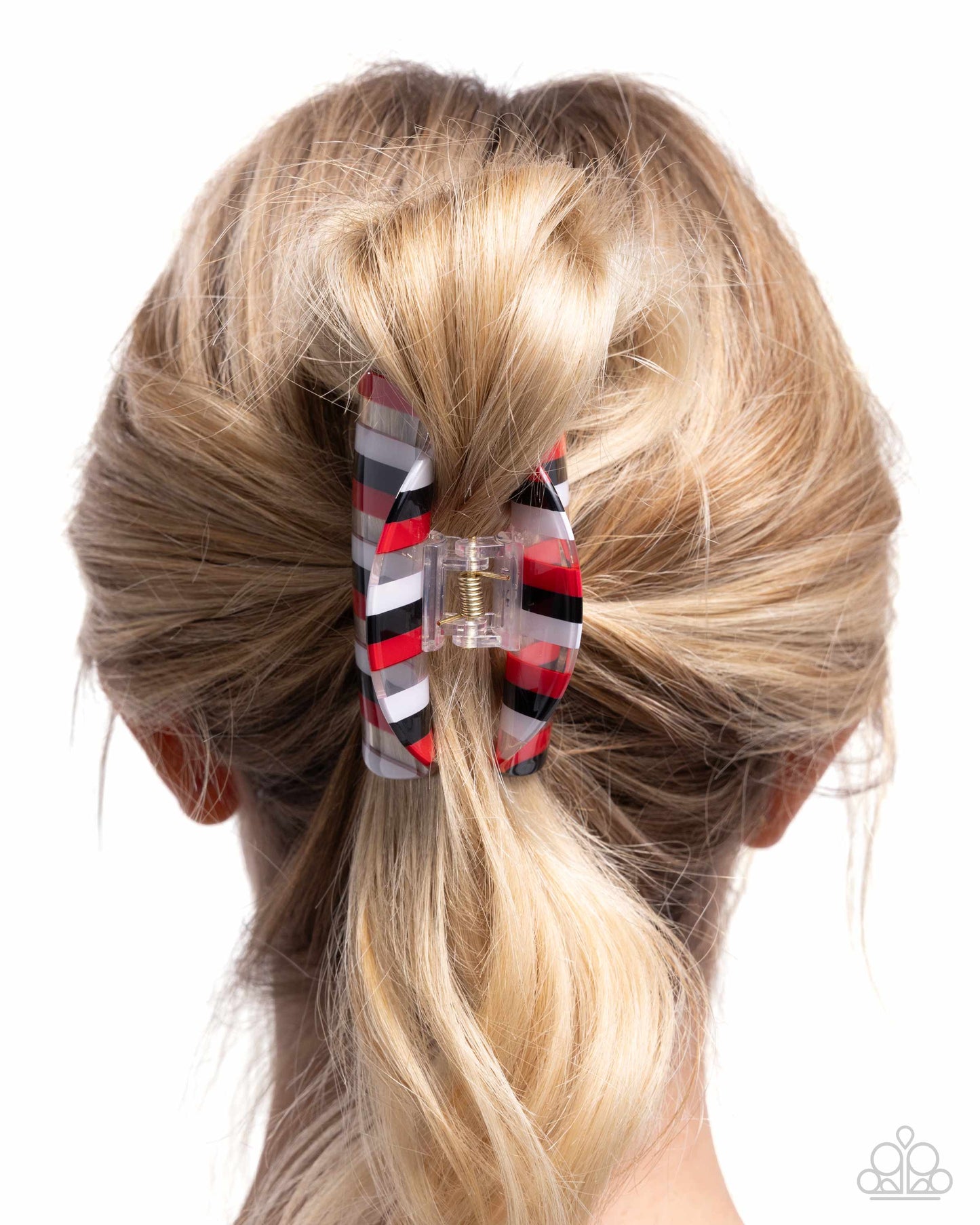 Linear Legato - Red, White, Black Hair Claw Clip Paparazzi H0197