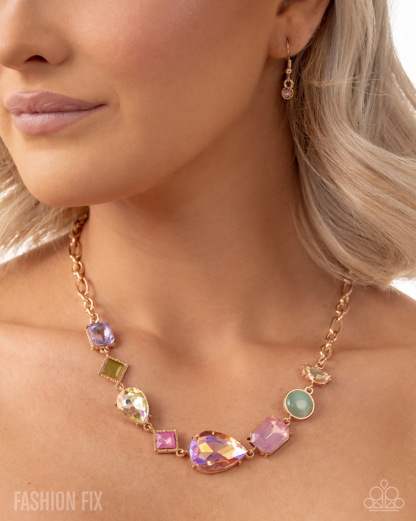 Vintage Virtue - Multicolored Gems, Rhinestone & Cat's Eye Stone Necklace Fiercely 5th Ave May 2025 Paparazzi N3358