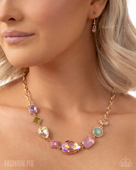 Vintage Virtue - Multicolored Gems, Rhinestone & Cat's Eye Stone Necklace Fiercely 5th Ave May 2025 Paparazzi N3358