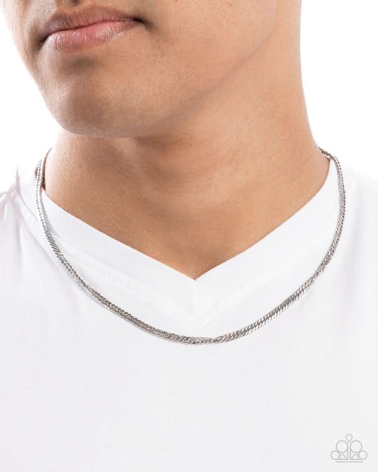 Curb Chairman - Silver Stainless Steel Curb Chain Urban Necklace Paparazzi N2971