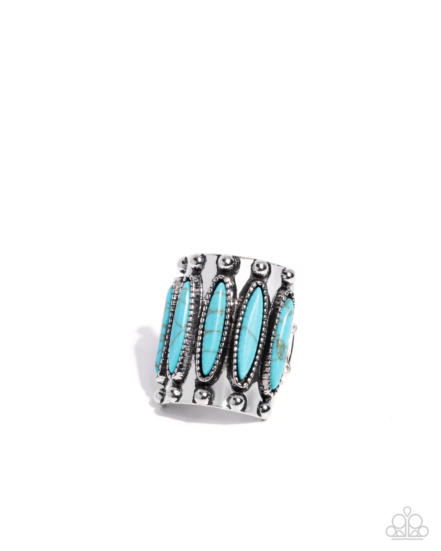 Southern Symmetry - Blue Turquoise Western Santa Fe Style Ring Paparazzi R1106