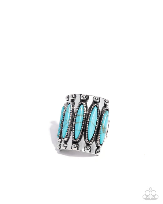 Southern Symmetry - Blue Turquoise Western Santa Fe Style Ring Paparazzi R1106