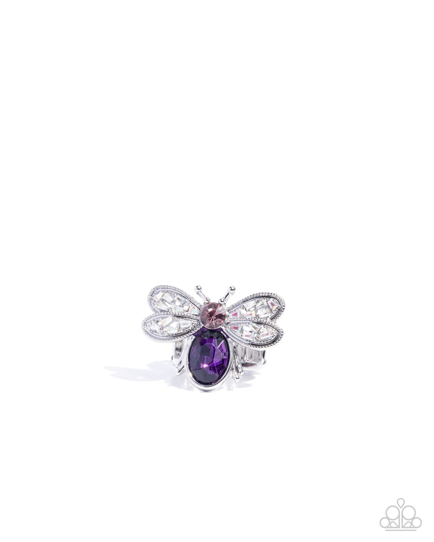 Bedazzled Bee - Purple Gem & Iridescent Rhinestone Bee Ring Paparazzi R1070
