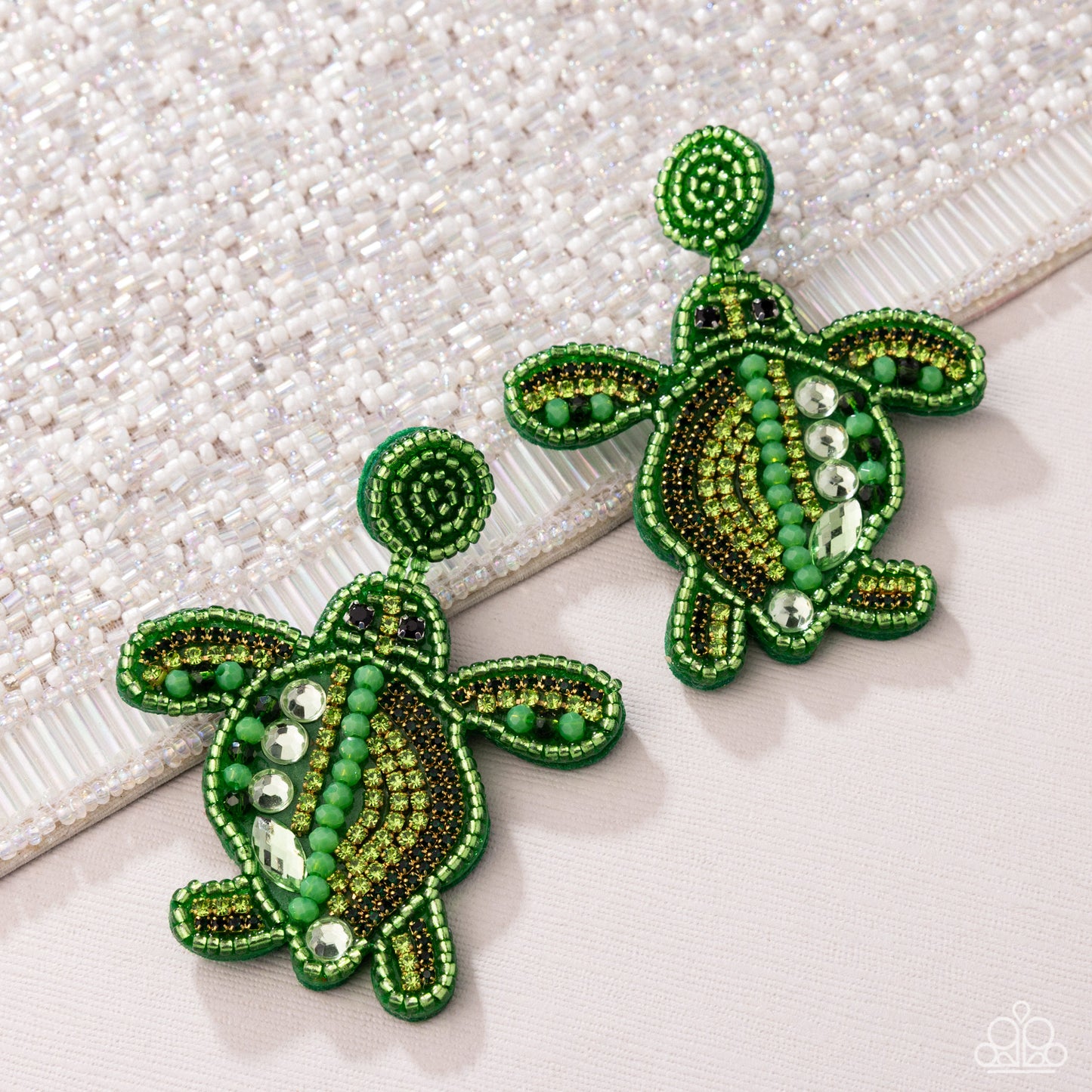 Turtle Tapestry - Green Seed Bead Turtle Earring Life Of The Party May 2025 Paparazzi E2829