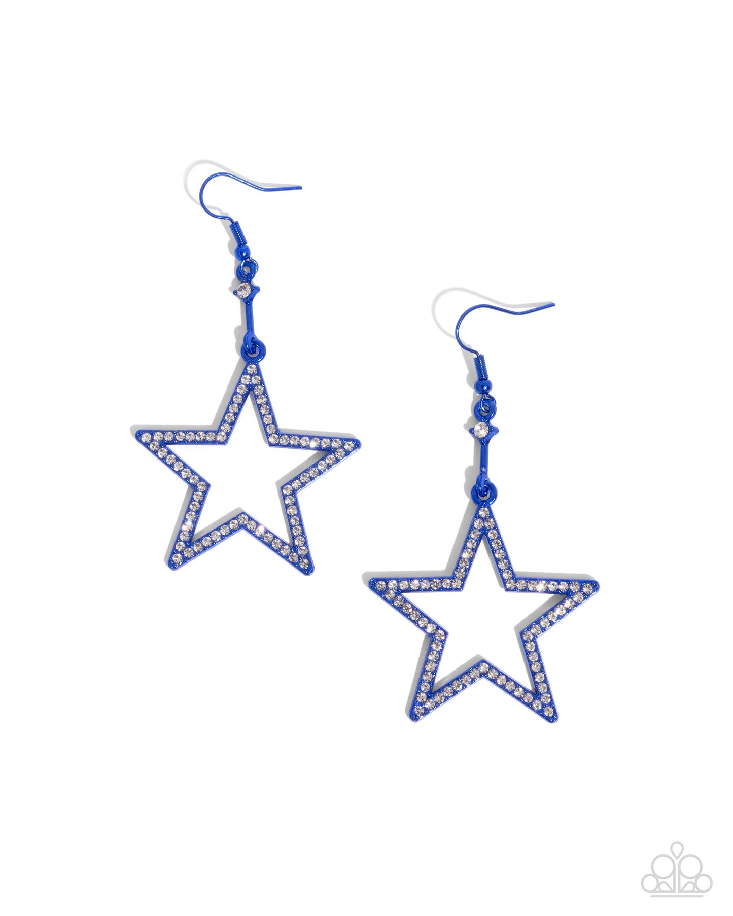Steady Stars - Blue & White Rhinestone Star Earring Paparazzi