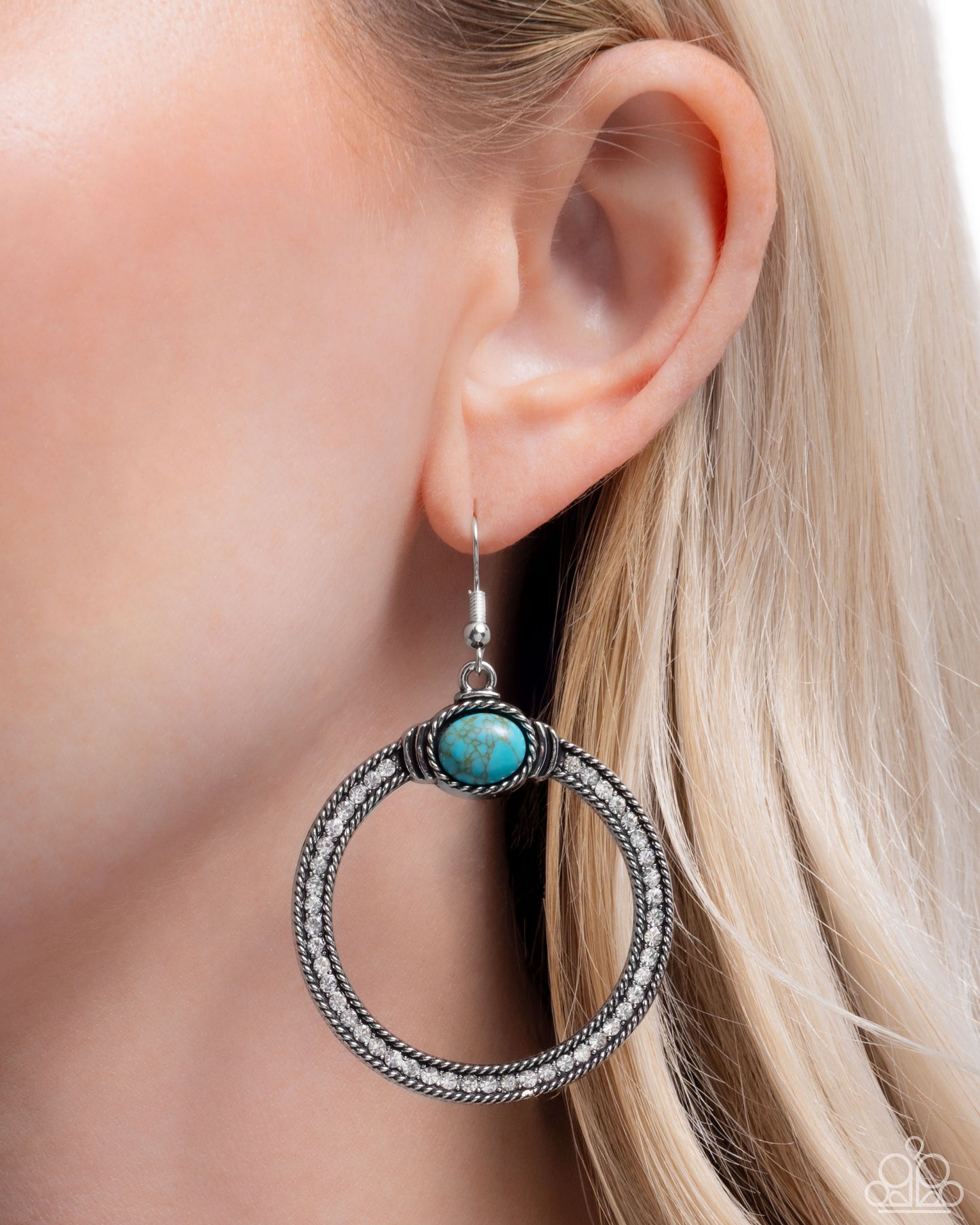 Radical Rusticity - Blue Turquoise Stone Santa Fe Style Earring Paparazzi E2785