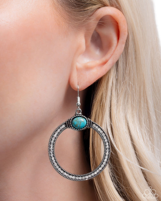 Radical Rusticity - Blue Turquoise Stone Santa Fe Style Earring Paparazzi E2785