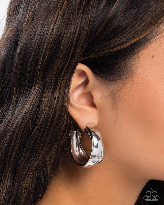 Restless Radiance - Silver Twist 1 3/4 Inch Hoop Earring