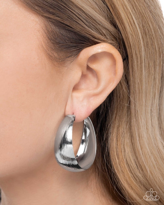 Subtle Sheen - Silver 1 3/4 Inch Hoop Earring Paparazzi E2684
