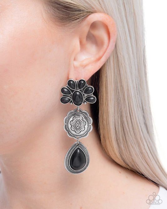 Handcrafted Haul - Black Stone Santa Fe Style Post Earring Paparazzi E2709