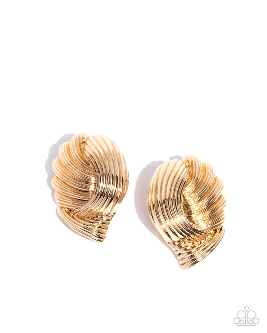 Carnivale Confidence - Gold Knot Knockout Look Post Earring Paparazzi E2894