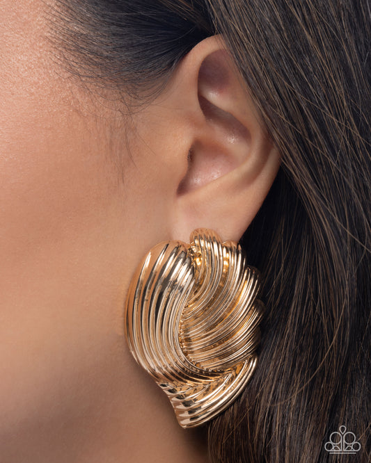 Carnivale Confidence - Gold Knot Knockout Look Post Earring Paparazzi E2894
