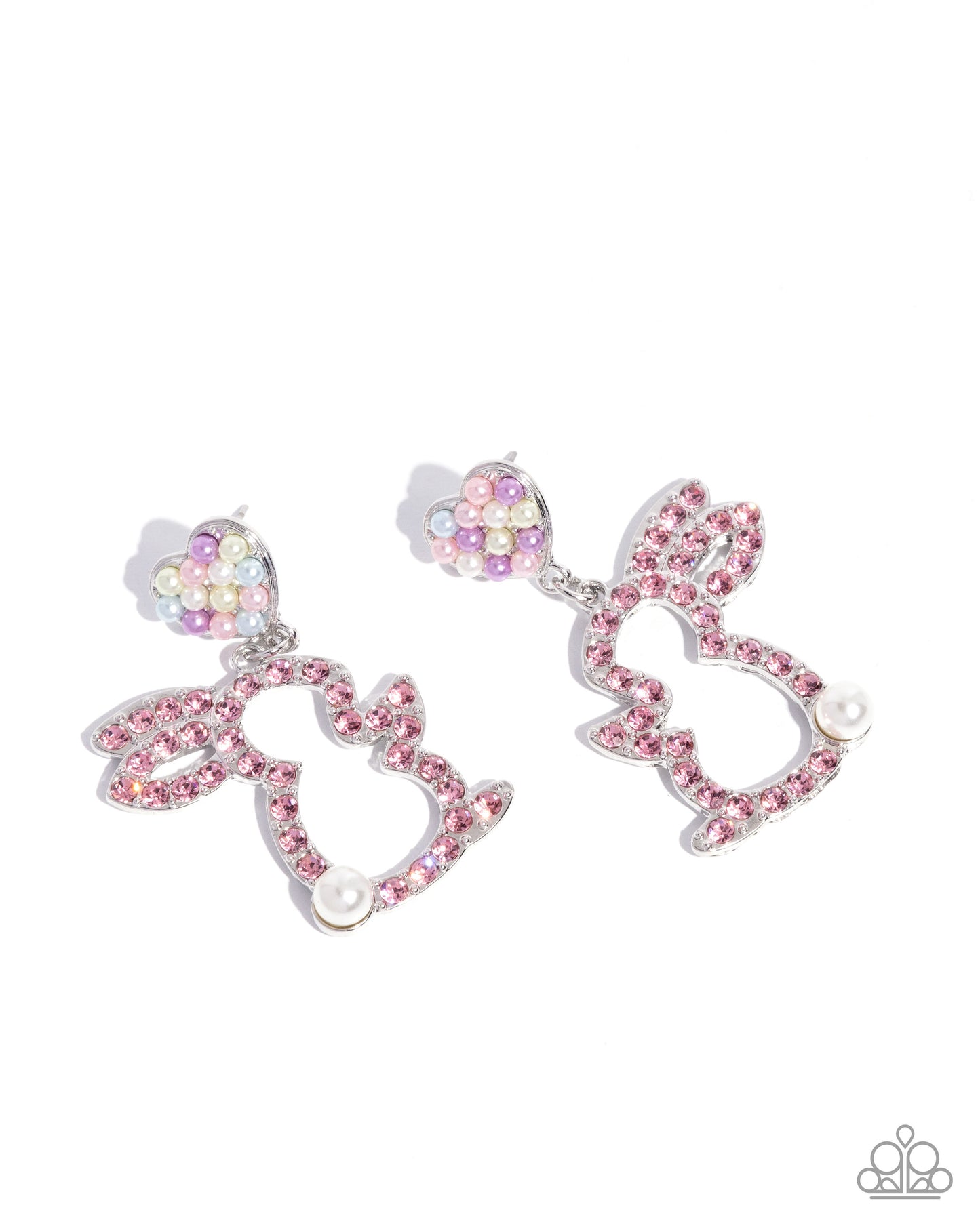 Easter Element - Multi - Baby Pink, Limpet, Lime Cream, White Pearls & Light Rose Rhinestone Bunny Easter Earring Paparazzi