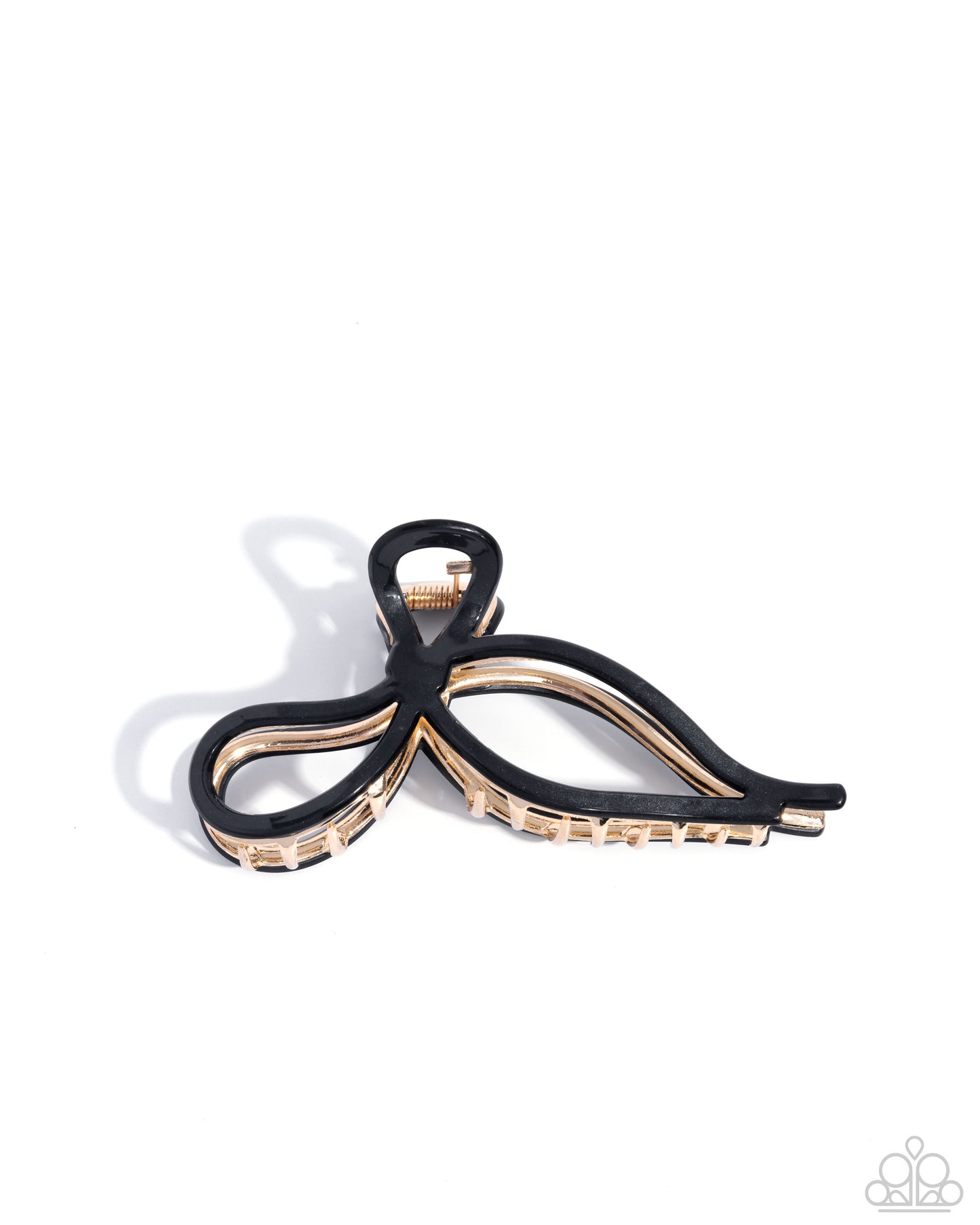 Coquette Clip - Black & Gold Bow Hair Claw Clip Paparazzi H0168