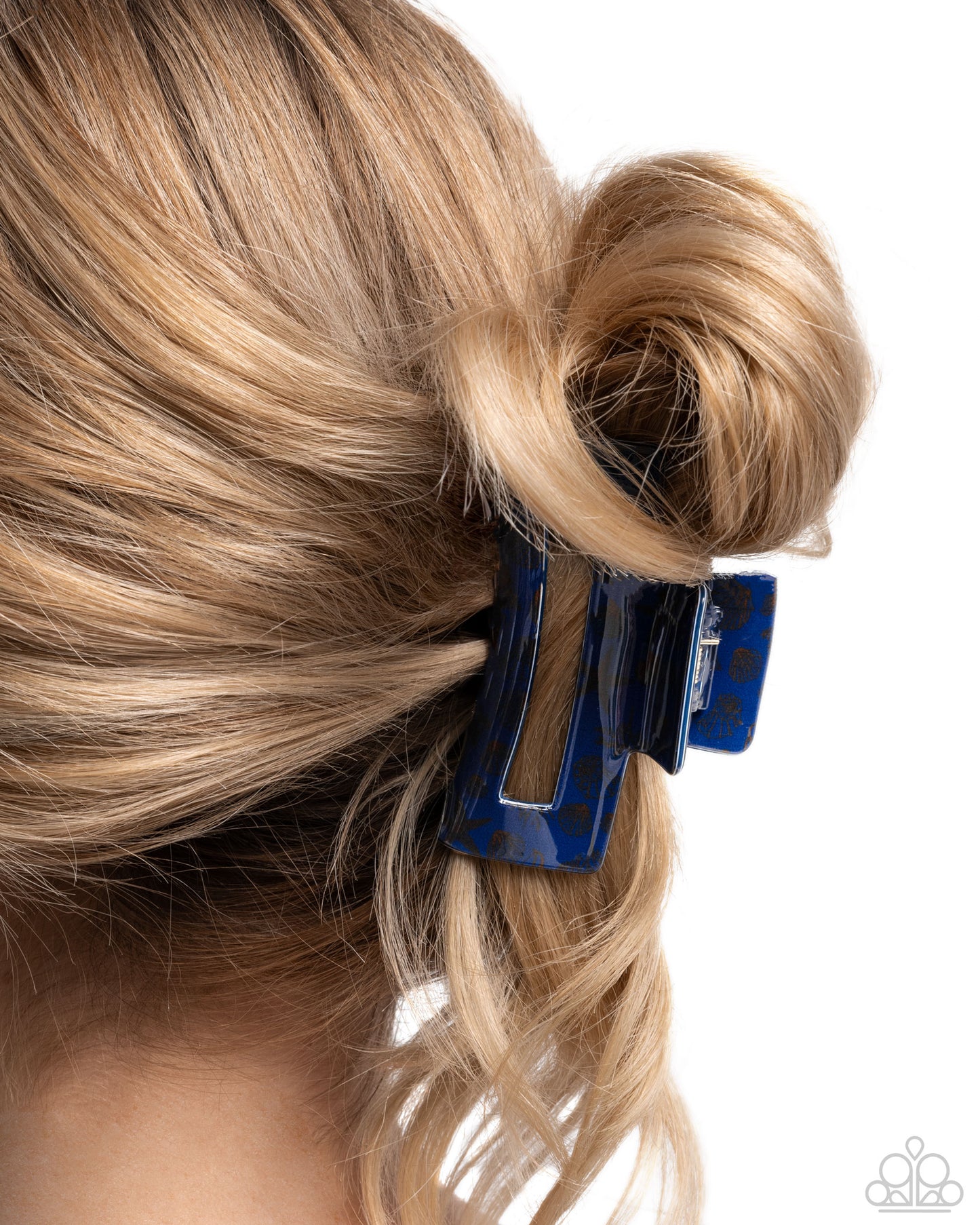 Coastal Clip - Blue & Black Seashell Beach Inspired Hair Claw Clip Paparazzi H0187