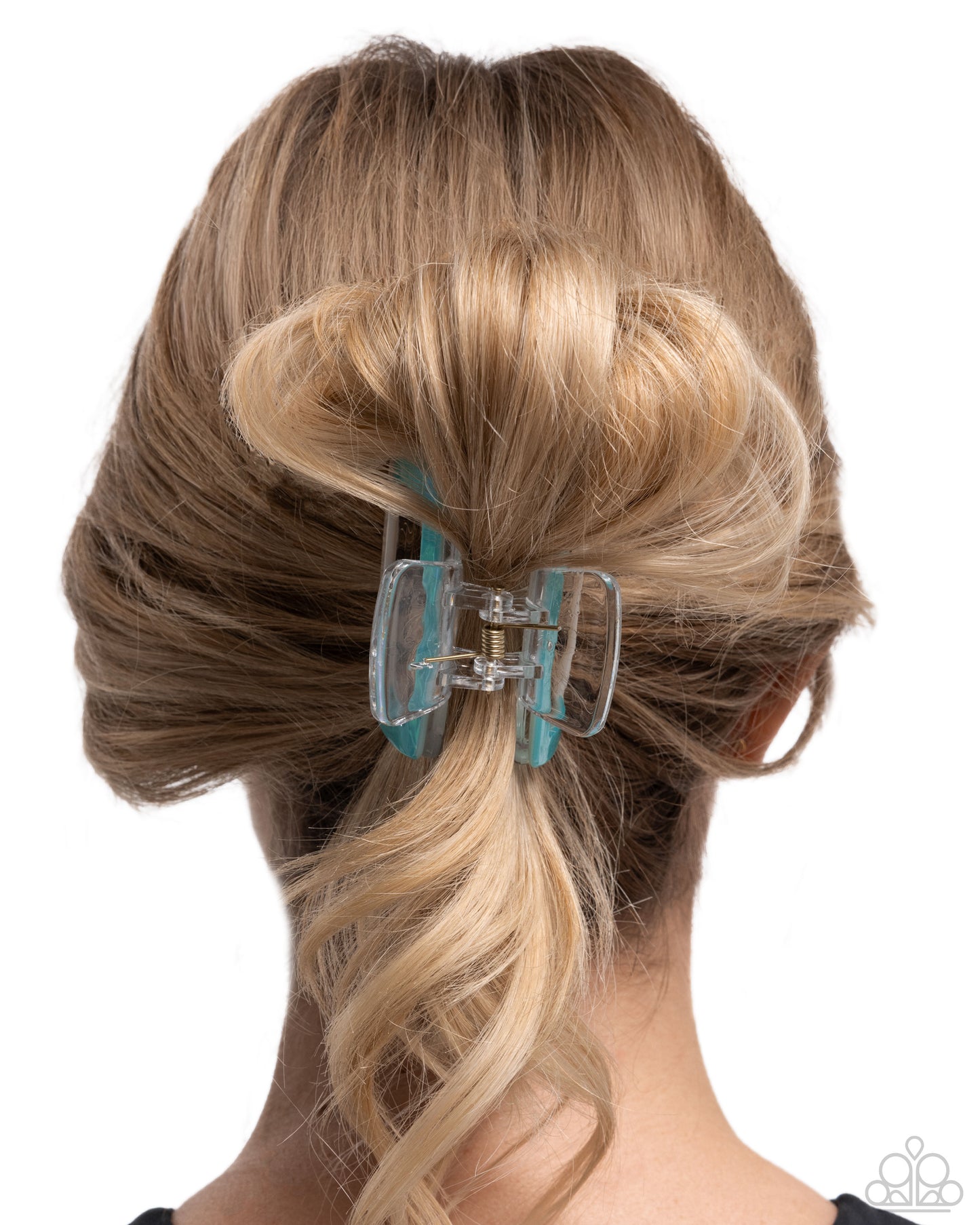 Transparent Texture - Blue & White Iridescent Hair Claw Clip Paparazzi H0175