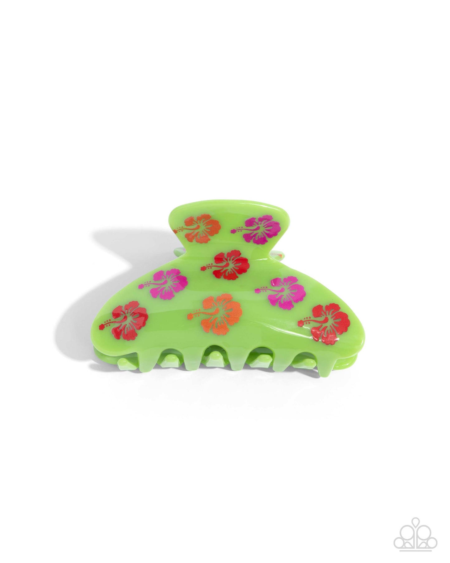 Hawaiian Harmony - Green Hawaiian Floral Print Hair Claw Clip Paparazzi H0167