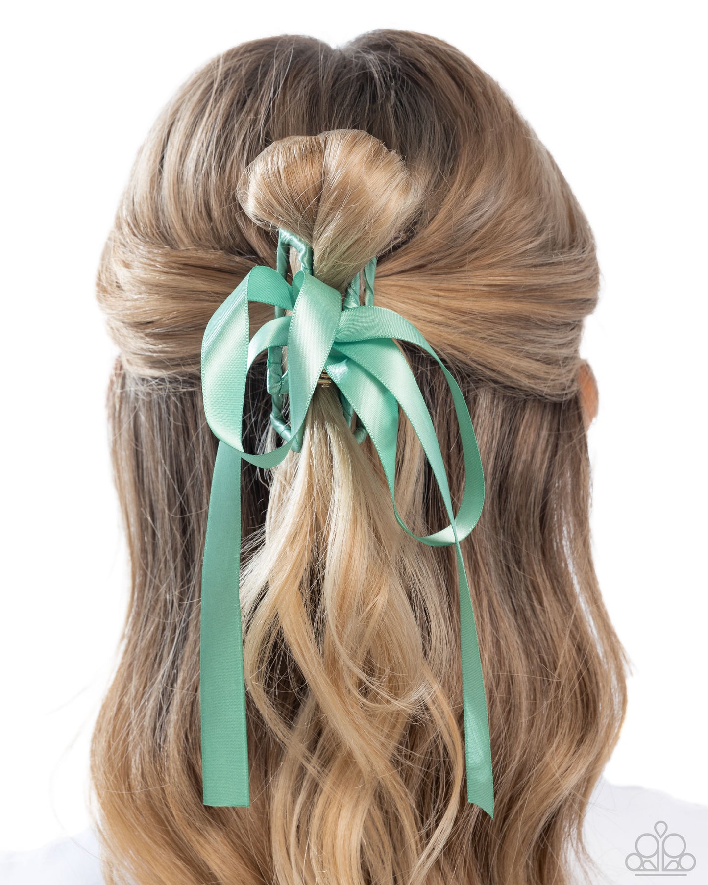 Haute Hairstylist - Green Ribbon Bow Hair Claw Clip Paparazzi H0181