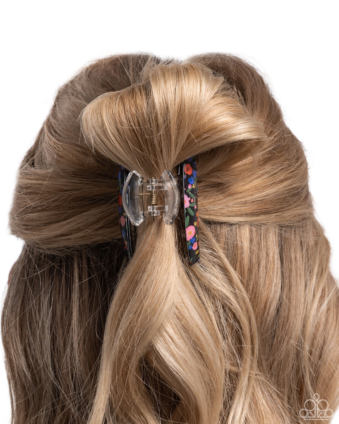 Floral Formal - Multi Color Flower & Black Hair Claw Clip Paparazzi H0169