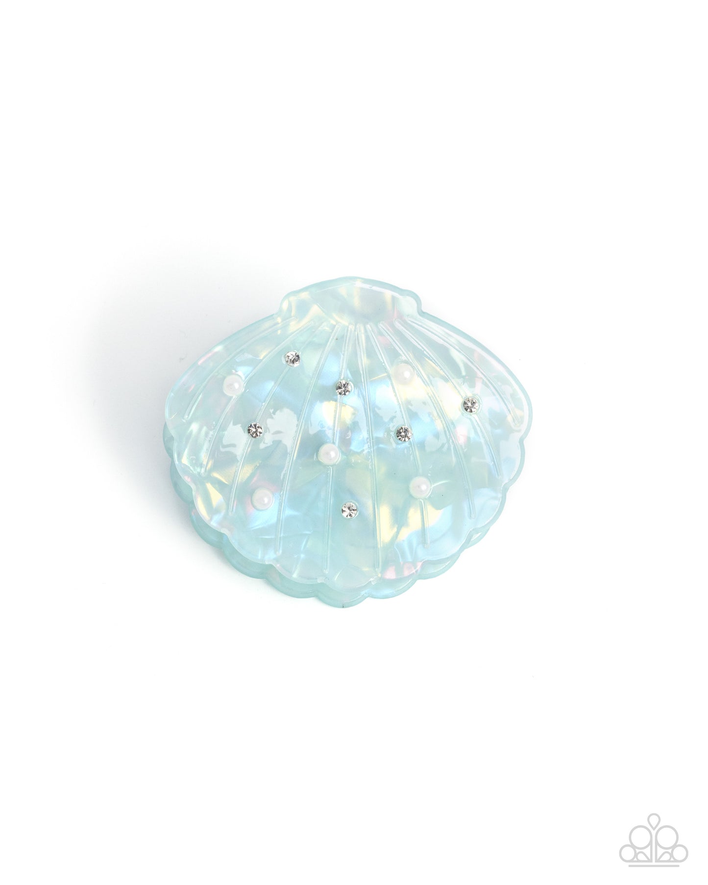 Seashell Scope - Multi Iridescent Light Blue Seashell Claw Clip Paparazzi H0186