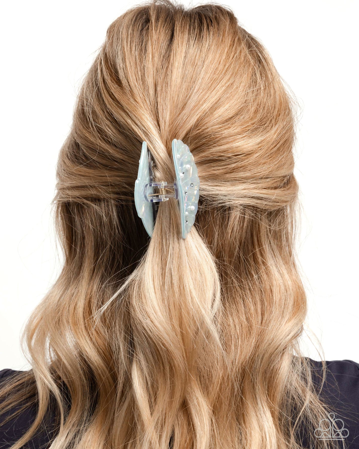 Seashell Scope - Multi Iridescent Light Blue Seashell Claw Clip Paparazzi H0186