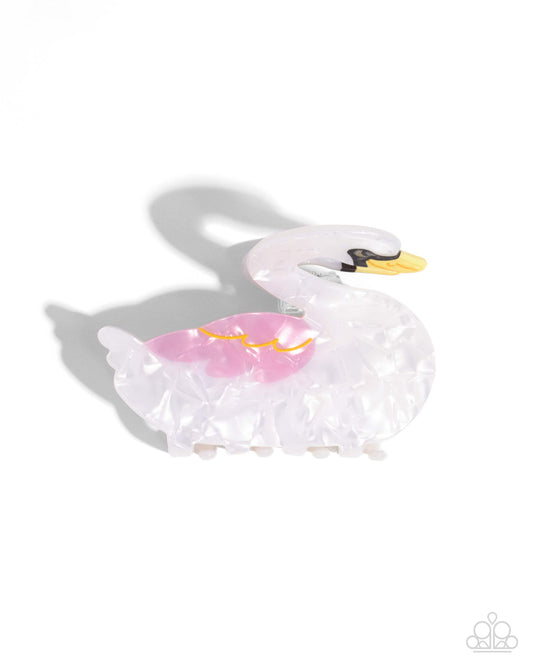 Swan Song - White Swan Hair Claw Clip Paparazzi