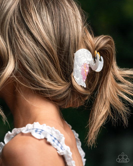 Swan Song - White Swan Hair Claw Clip Paparazzi