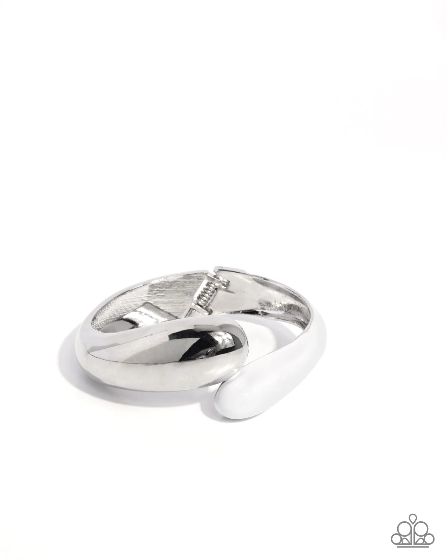 Paparazzi Painted Partner - White  Painted Silver Hinged Bracelet B2701