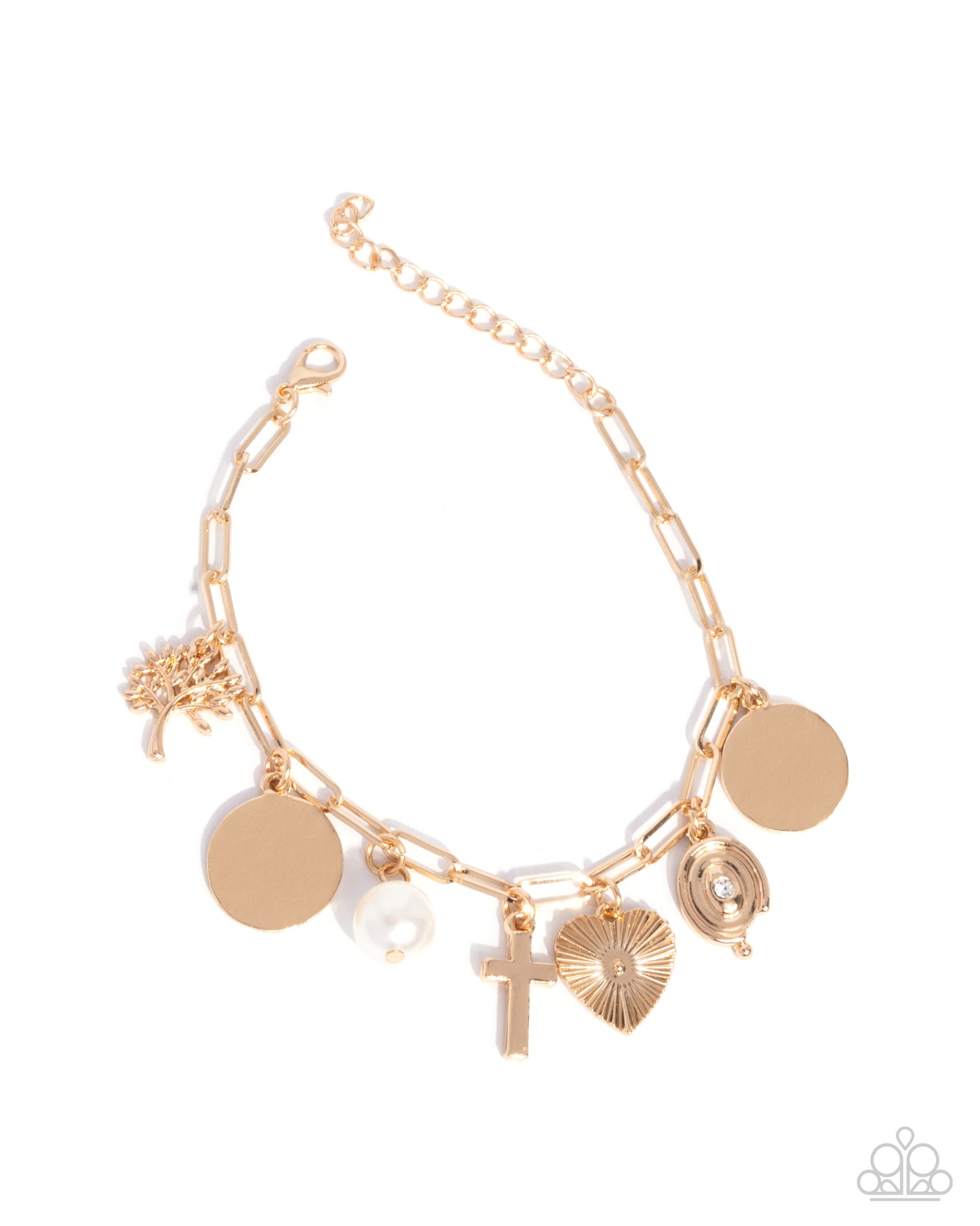 Paparazzi Charm Commitment - Gold Cross & Charm Style Bracelet