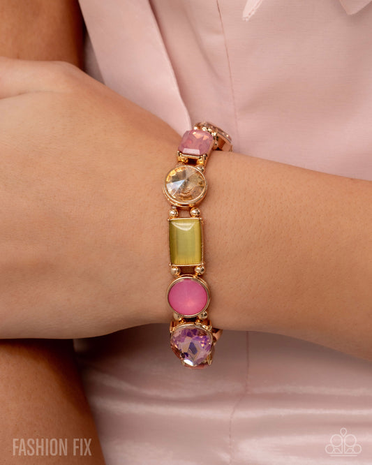 Vintage Validity - Multi Color Gem, Rhinestones & Cat's Eye Stone Stretch Bracelet Fiercely 5th Avenue May 2025 Fashion Fix Paparazzi B2266