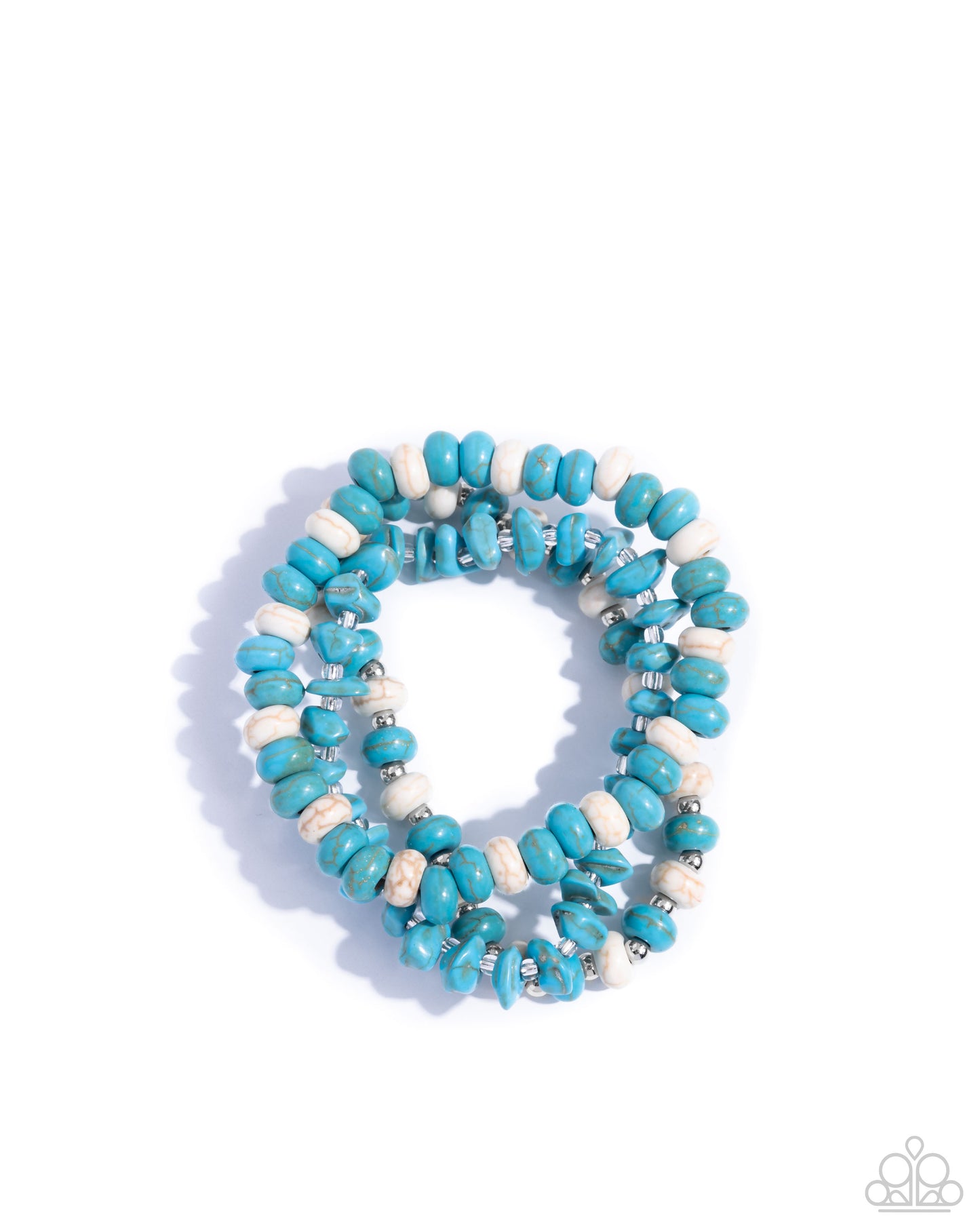 Rustic Residence - Blue Turquoise & White Stone Stretch Set of 3 Bracelet Santa Fe Style Paparazzi B2276
