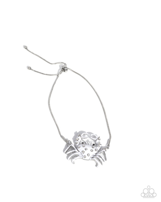 CRAB Walk - White Painted Silver Crab Bracelet Paparazzi B2135