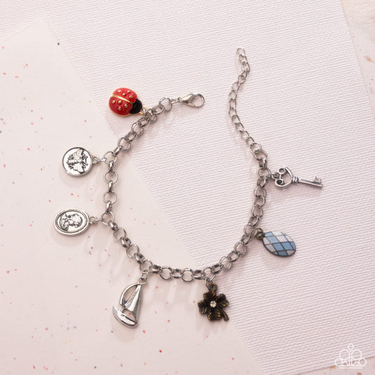Sailing Through Life - Multi Color Bee, Cameo, Flower, Sailboat, Lady Bug Charm Style Bracelet Paparazzi B2119
