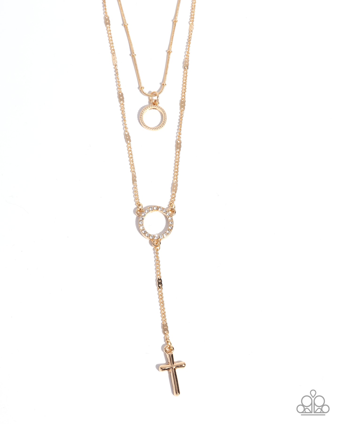 Paparazzi Faithfully Fierce - Gold Cross Layered Necklace N2886