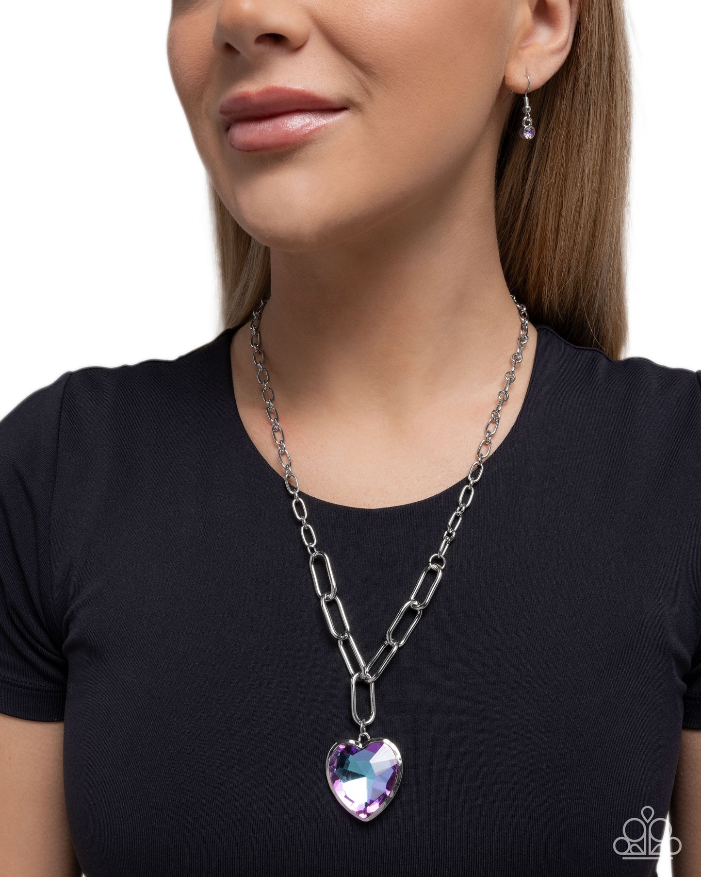 Paparazzi HAUTE Heart - Purple Iridescent Heart Pendant Necklace