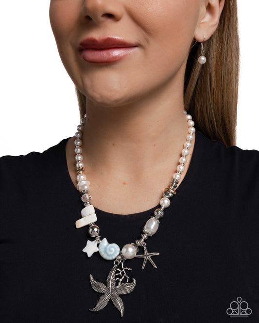 Coastal Cameo - Blue Ocean Themed Starfish, Coral, Seashell Beach Vibe Charm Necklace Paparazzi N2936