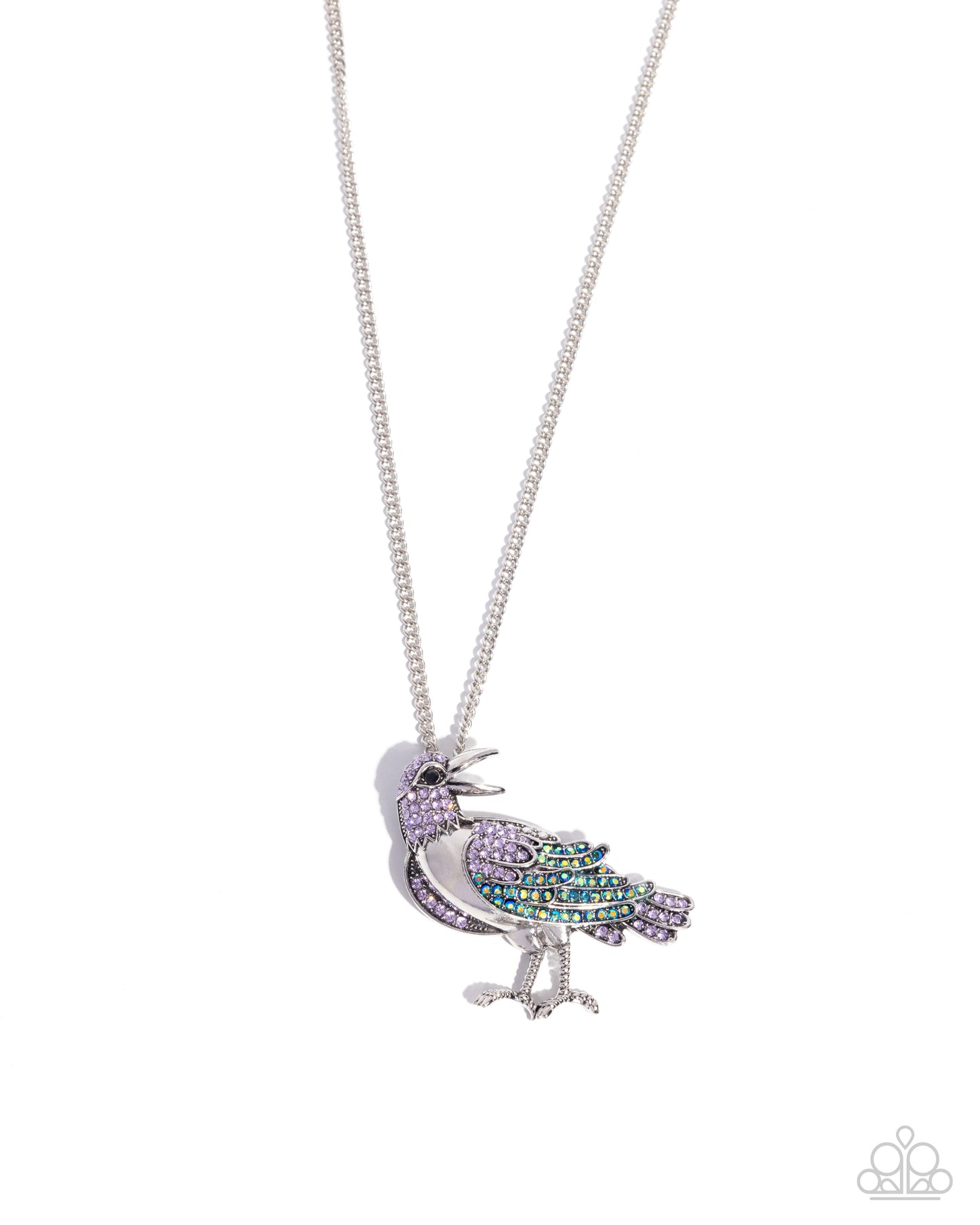 Radiant Raven - Purple Lavender, Blue UV Rhinestone Raven Bird Pendant Paparazzi N3265