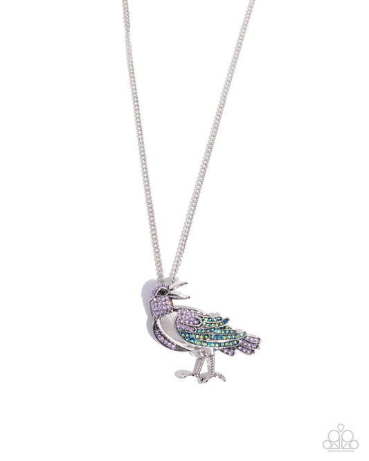 Radiant Raven - Purple Lavender, Blue UV Rhinestone Raven Bird Pendant Paparazzi N3265
