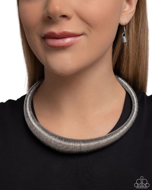 Subtle Selfie - Silver Coiled Industrial Inspired Necklace Paparazzi N2921