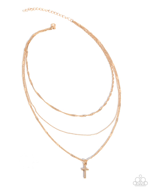 Paparazzi Divine Dedication - Gold Layered Chain Cross Necklace N4008