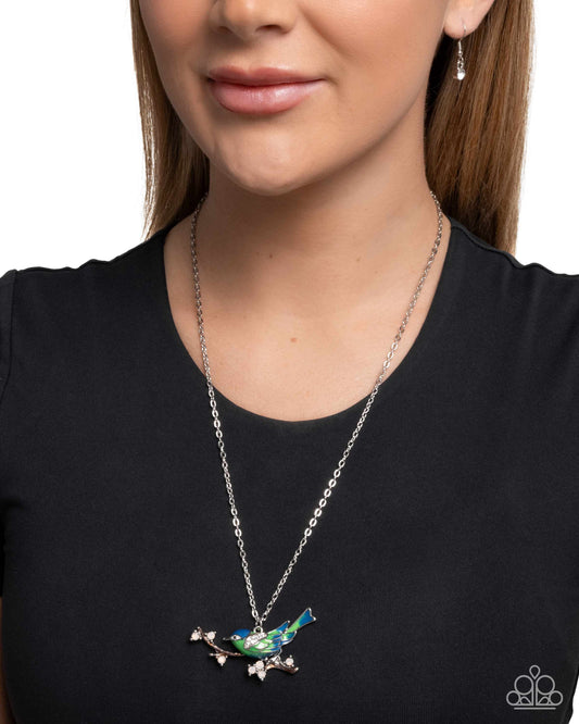 Painted Perch - Blue Bird Necklace Paparazzi N3542