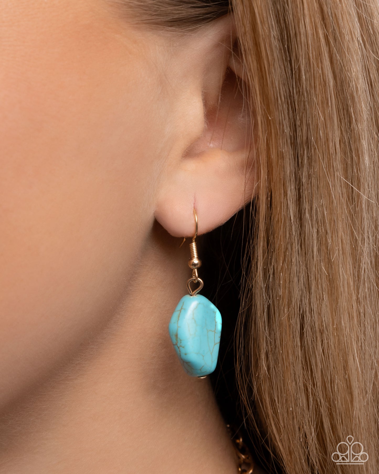 Pendant Passage - Gold Cable Chain & Blue Turquoise Natural Stone Pendant Necklace Paparazzi N3286