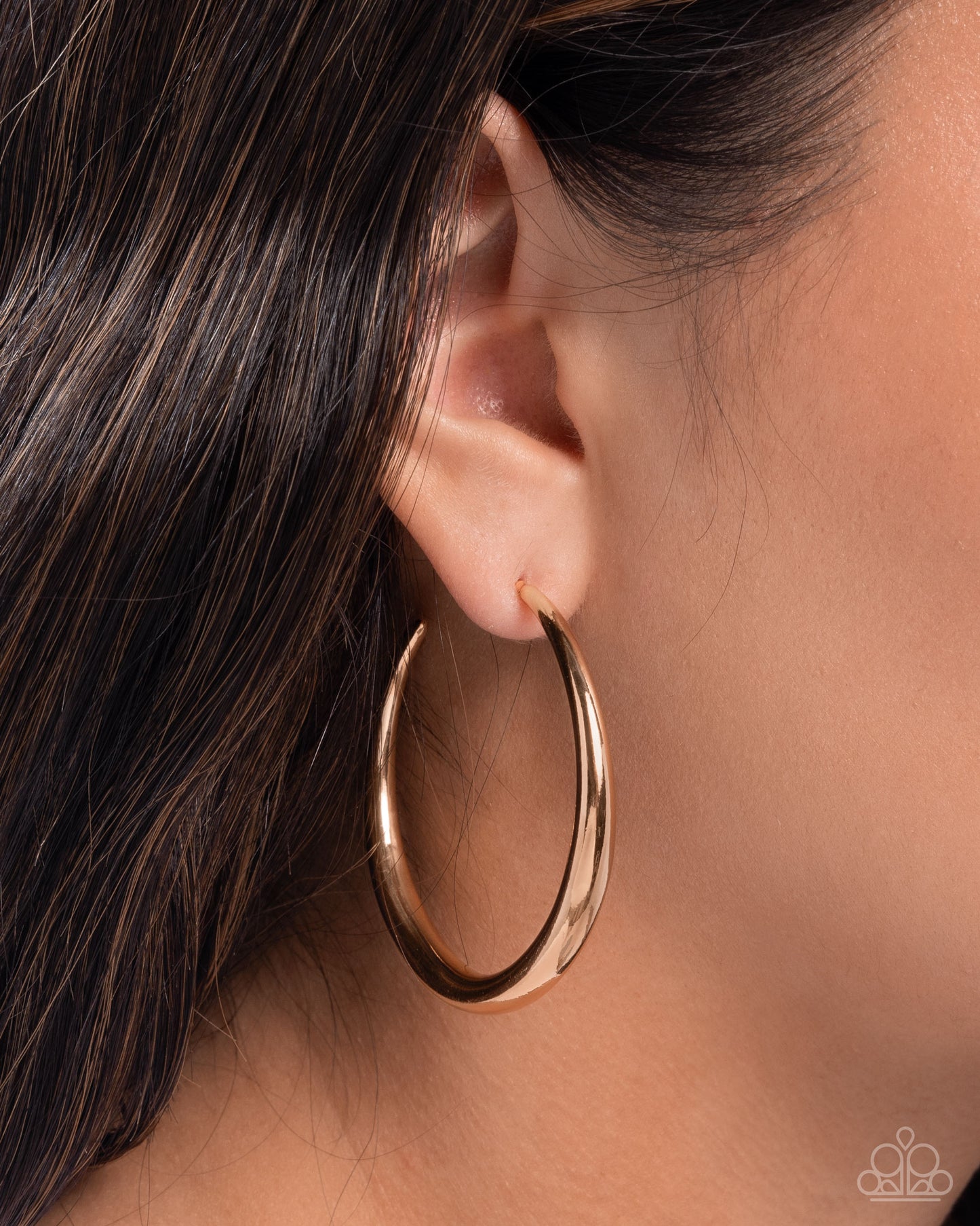 Sleek Selvage - Gold 2 Inch Hoop Earring Paparazzi E3129