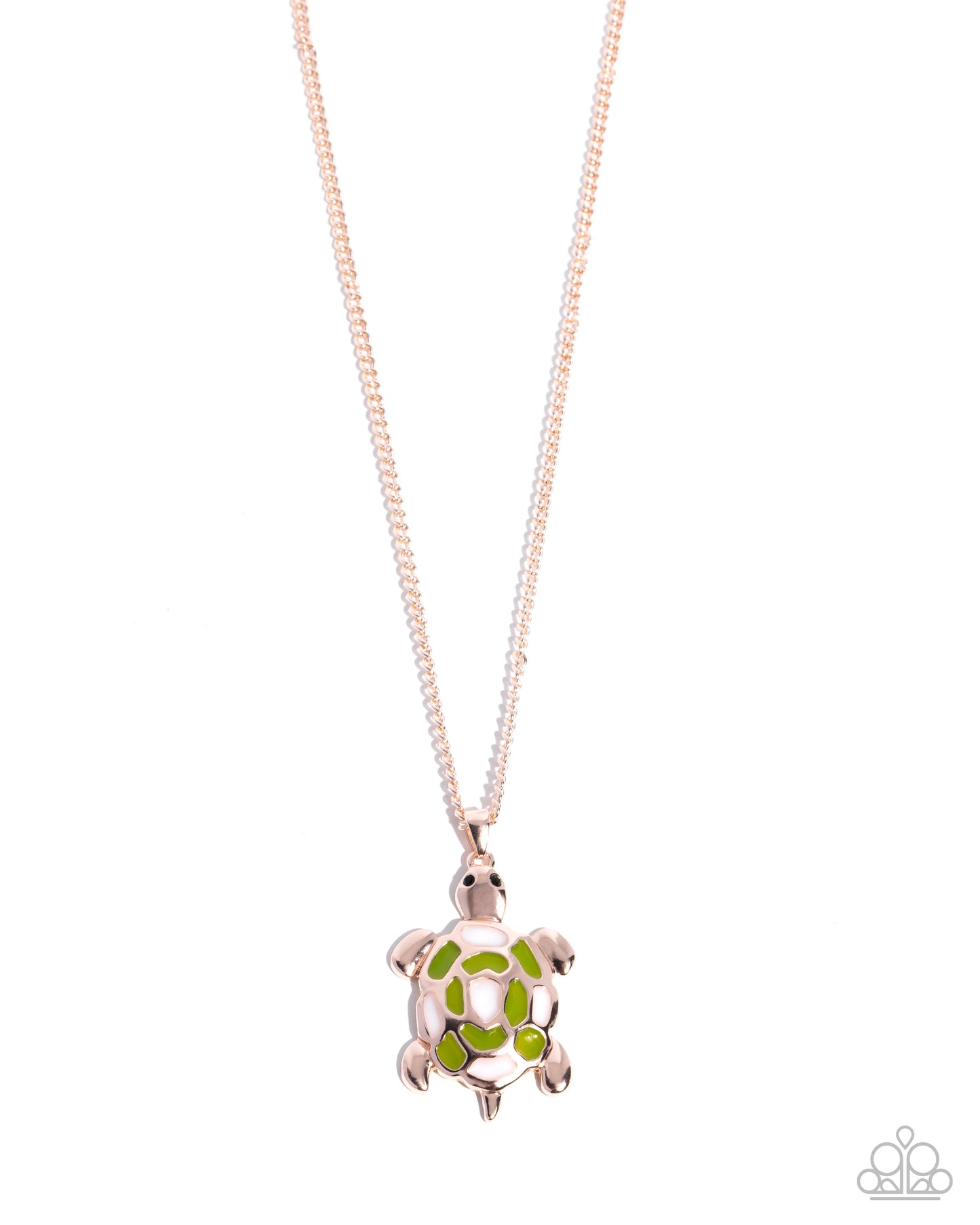 Turtle Theme - Complete Look Turtle Tale Rose Gold Necklace & Turtle Tradition Rose Gold Earring Set Paparazzi