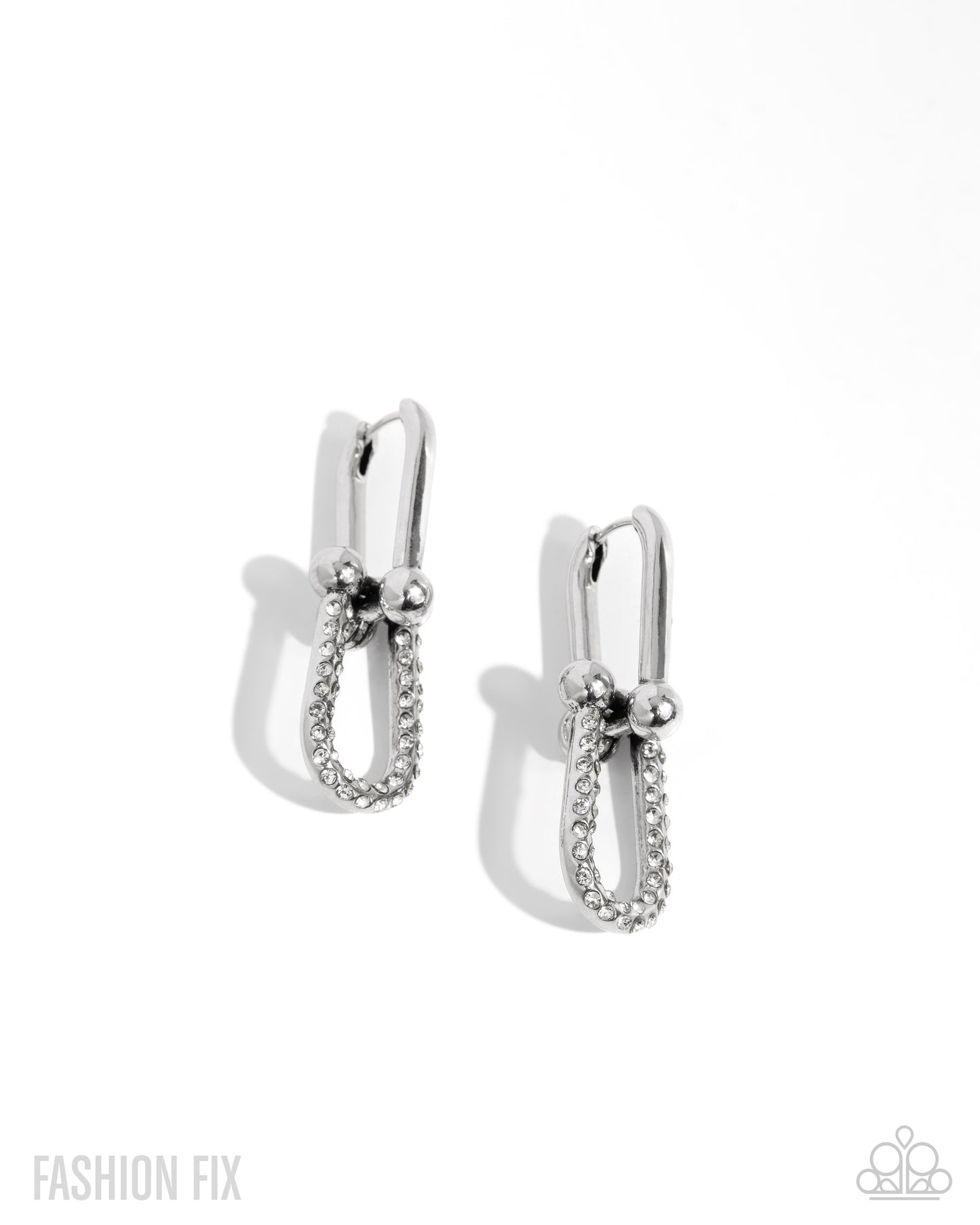 Heightened Haute - White Rhinestone Silver 1/2 Inch Hinge Hoop Earring Magnificent Musings May 2025 Fashion Fix Paparazzi E2928