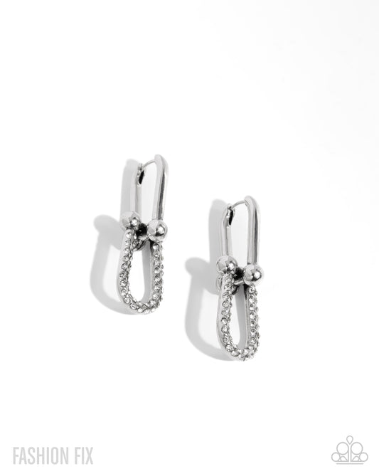 Heightened Haute - White Rhinestone Silver 1/2 Inch Hinge Hoop Earring Magnificent Musings May 2025 Fashion Fix Paparazzi E2928